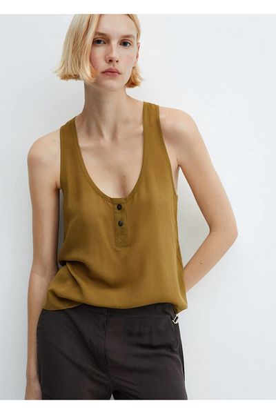 MANGO Woman Buttoned draped blouse
