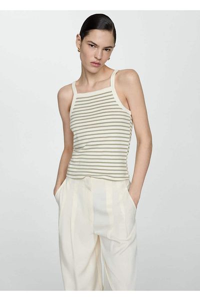 MANGO Woman Striped Knitwear Blouse