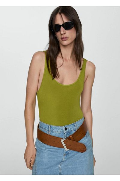 MANGO Woman Bluză cu bretele premium