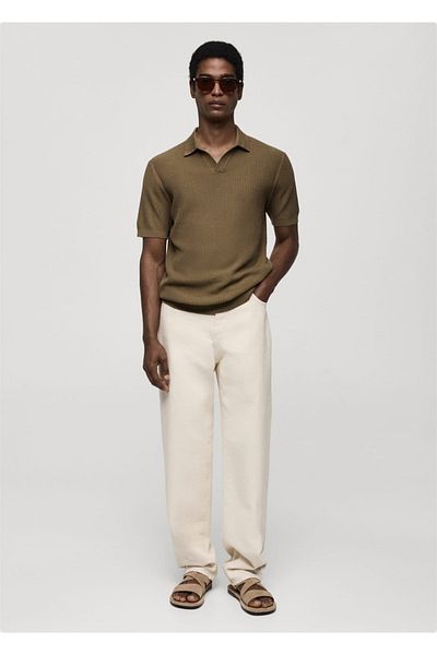 MANGO Man Poloshirt aus gerippter Baumwolle
