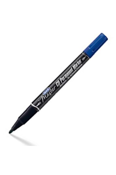 Mas Blue Permanent Marker Pen Double Ended - Pack of 12 6414