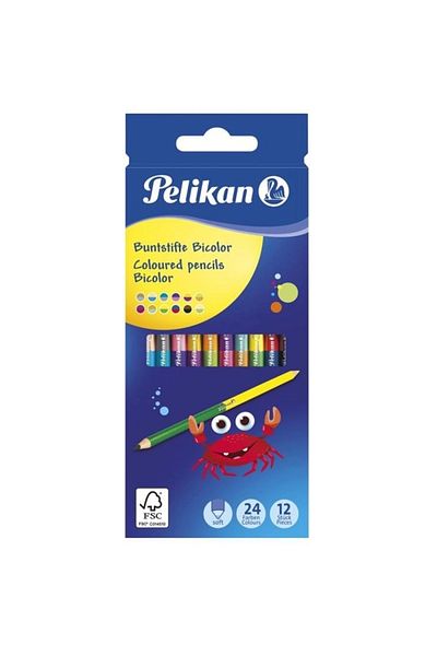 Pelikan مجموعة علب طلاء جاف مزدوجة الأطراف مكونة من 12 قطعة