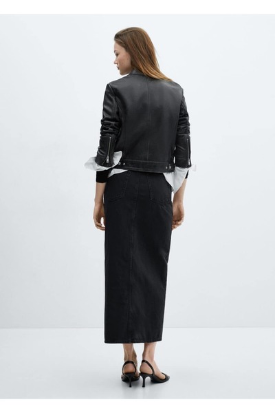 MANGO Woman Yırtmaçlı denim etek