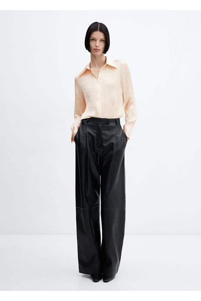 MANGO Woman Satin Textured Stylish Shirt