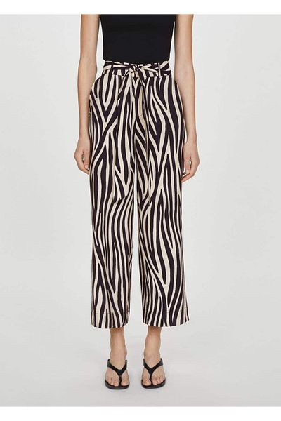 MANGO Woman Patterned Bow Pants