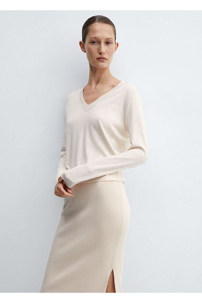 MANGO Woman Tricotaj cu decolteu în V Pulover Design