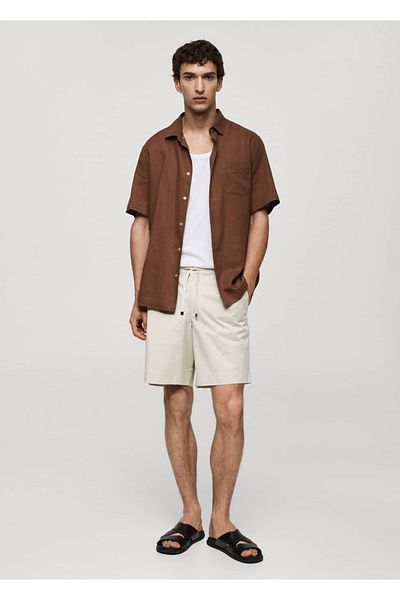 MANGO Man Slim Cut Cotton Bermuda Shorts