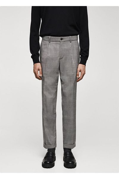 MANGO Man Checkered Pleated Pants