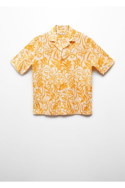 MANGO Man Desenli dokulu pamuklu gömlek