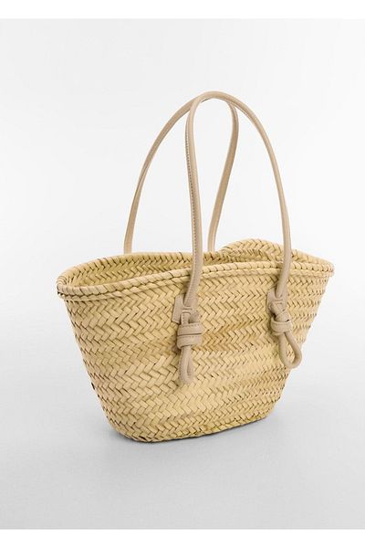 MANGO Woman Korbtasche aus Leder