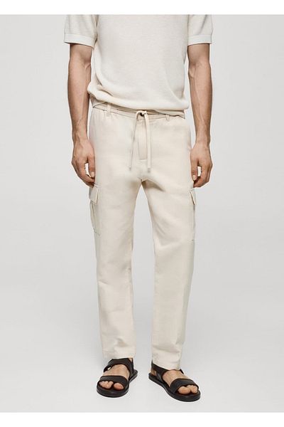 MANGO Man Cotton Linen Cargo Pants