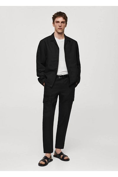 MANGO Man Slim-Fit Linen Blended Shirt Jacket