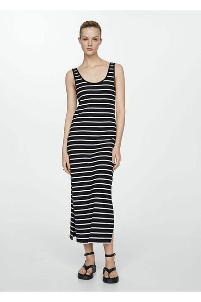 MANGO Woman Cut-Out Striped Dress