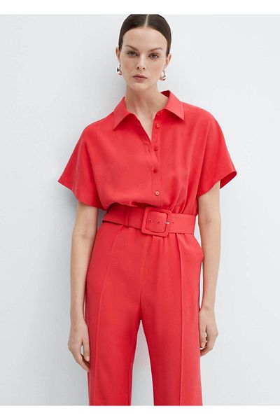MANGO Woman Dlouhý overal s páskem