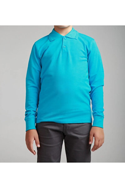 NOBLE STORE Tricou unisex pentru copii cu guler polo - Mânecă lungă din bumba...