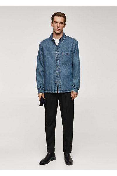 MANGO Man Jachetă cămașă din denim matlasată