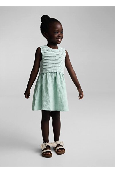 MANGO Baby Panelli kroşe elbise