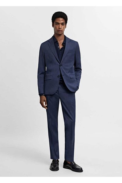 MANGO Man Παντελόνι από ύφασμα Super Slim Fit με σχέδιο