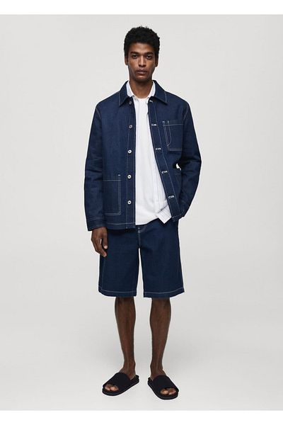 MANGO Man Jeanshemdjacke mit genähten Taschen