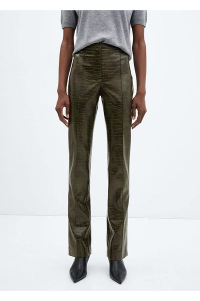 MANGO Woman Flare Cut Animal Pattern Trousers