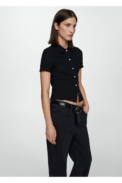 MANGO Woman Cotton Woven T-Shirt