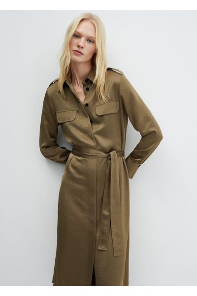 MANGO Woman Saténové košilové šaty – stylový a pohodlný design