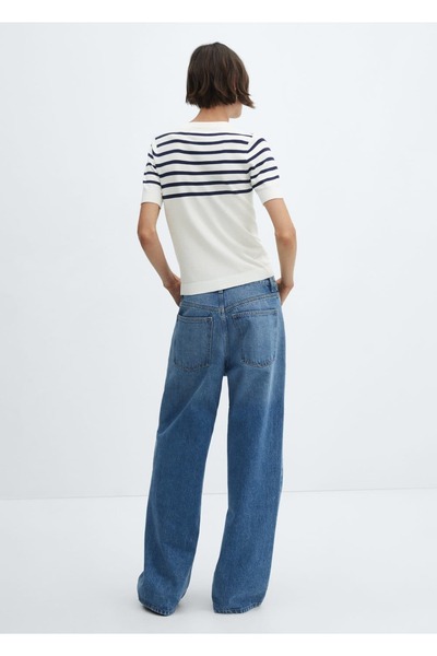 MANGO Woman Çizgili kısa kollu kazak