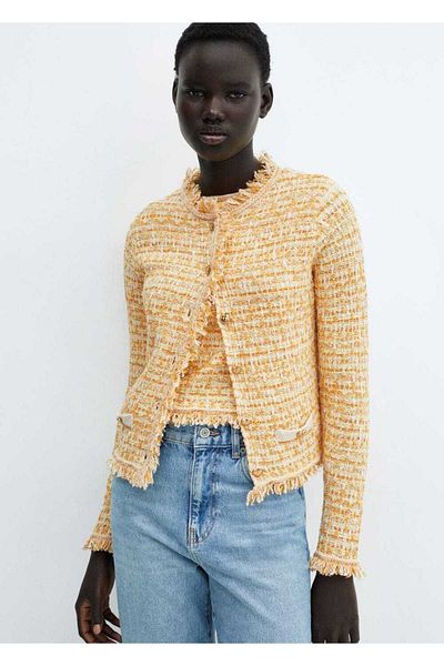MANGO Woman Tweed zsebkardigán