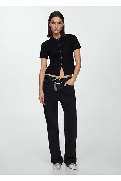 MANGO Woman Cotton Woven T-Shirt