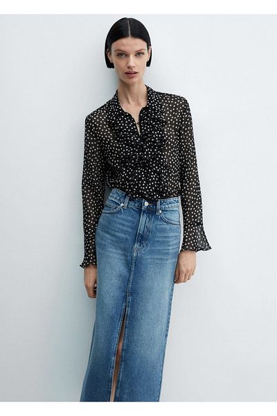 MANGO Woman Flounced patterned blouse
