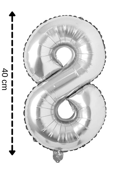 ELGALA بالون فويل 8 عدد بالون هيليوم 40 سم لون فضي