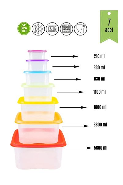 Arsimo 14 Piece Rainbow Storage Container Set| Food Food Beverage Colorful Lid