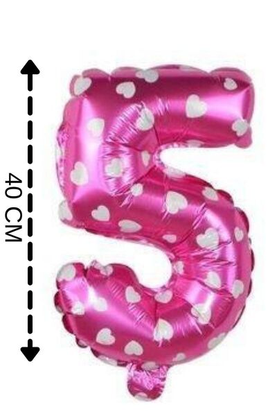 ELGALA بالون فويل رقم 5 بالون هيليوم 40 سم لون وردي
