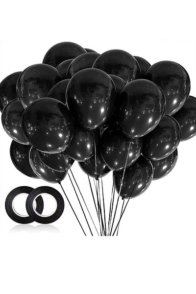 ELGALA Shiny Helium Balloon - 10 Pcs Black Color