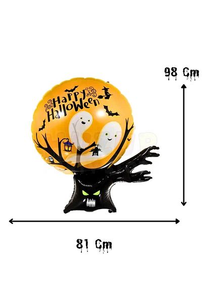 Huzur Party Store 81x98 Cm Black Halloween Tree Foil Balloon - Halloween Party Decorative Balloon