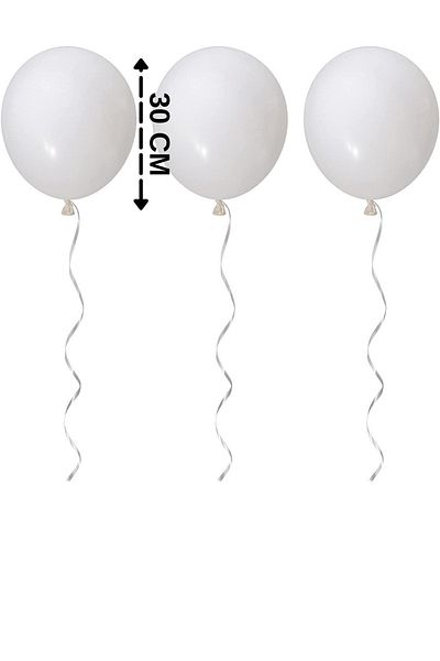 ELGALA Balloon Shiny Metallic Helium Balloon 10 Pieces White Color