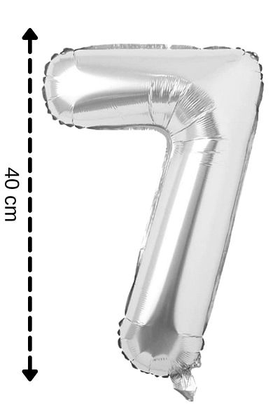 ELGALA Foil Balloon Number 7 Helium Balloon 40 Cm Silver Color