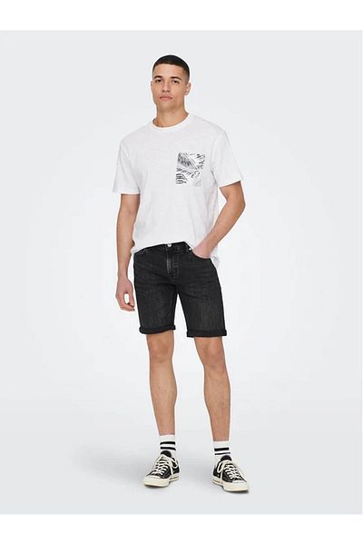 Only & Sons Ανδρικό λευκό μπλουζάκι - 22025286 Onsperry Life Reg Leaf SS Pockettee Noos
