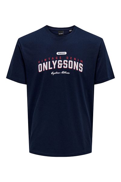 Only & Sons Navy Blue Onslenny Life Reg Vintage Print Tee - Ανδρικό T-shirt 22028593