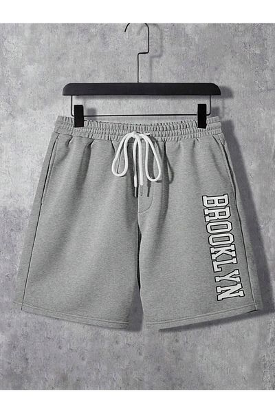 PERISENSE Unisex Γυναικεία Ανδρικά Μπλουζάκια Brooklyn New York με εμπριμέ σορτς κάτω από το επάνω σετ