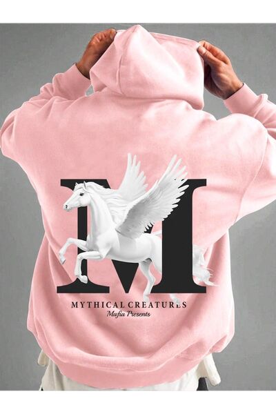 oneagılyazı Mythical Printed Hooded Oversized Sweatshirt Unisex
