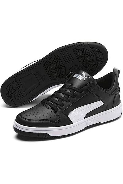 Puma Women's Black and White Sneakers - 370490 -02 Rebound Layup Lo Sl
