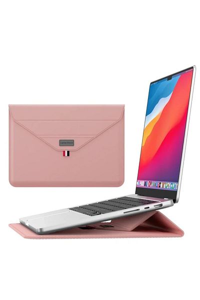 TEKNETSTORE حقيبة حمل بتصميم جلدي متوافق مع MacBook Air مقاس 13.6 بوصة M2-M3 Chip 2022/2024 A2681 A3113 مع حامل
