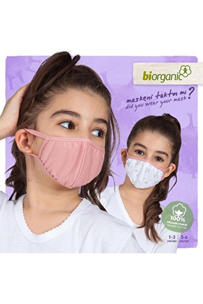 Bibaby Organik Maske 2li Sincaplı Beyaz - Pembe