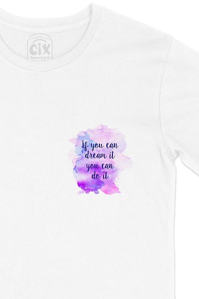 Cix Tricou alb dacă poți visa cu logo-ul de buzunar