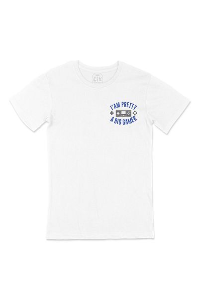 Cix Un tricou alb cu logo-ul Big Gamer Pocket