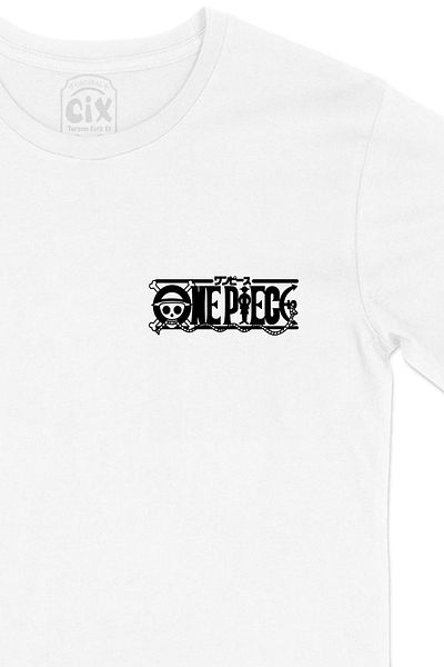 Cix Tricou alb negru dintr-o singură bucată cu logo-ul de buzunar