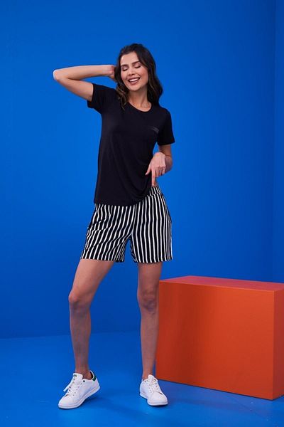 PJS 23157 Women's Striped Shorts Set