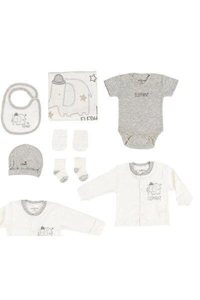 Aziz Bebe Elephant Patterned 10-piece Baby Hospital Outpatient Baby Gown Set