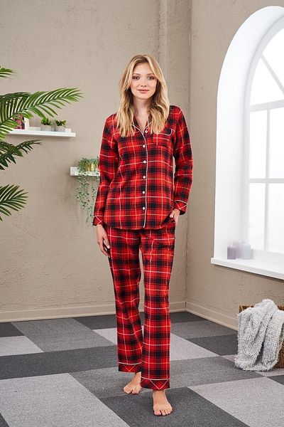 PJS 23557 Set pijama cu model cu nasturi pentru damă